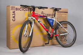 Correos bike transport box with bicycle. 
