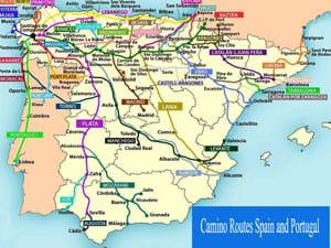 Camino de Santiago routes in Spain and Portugal